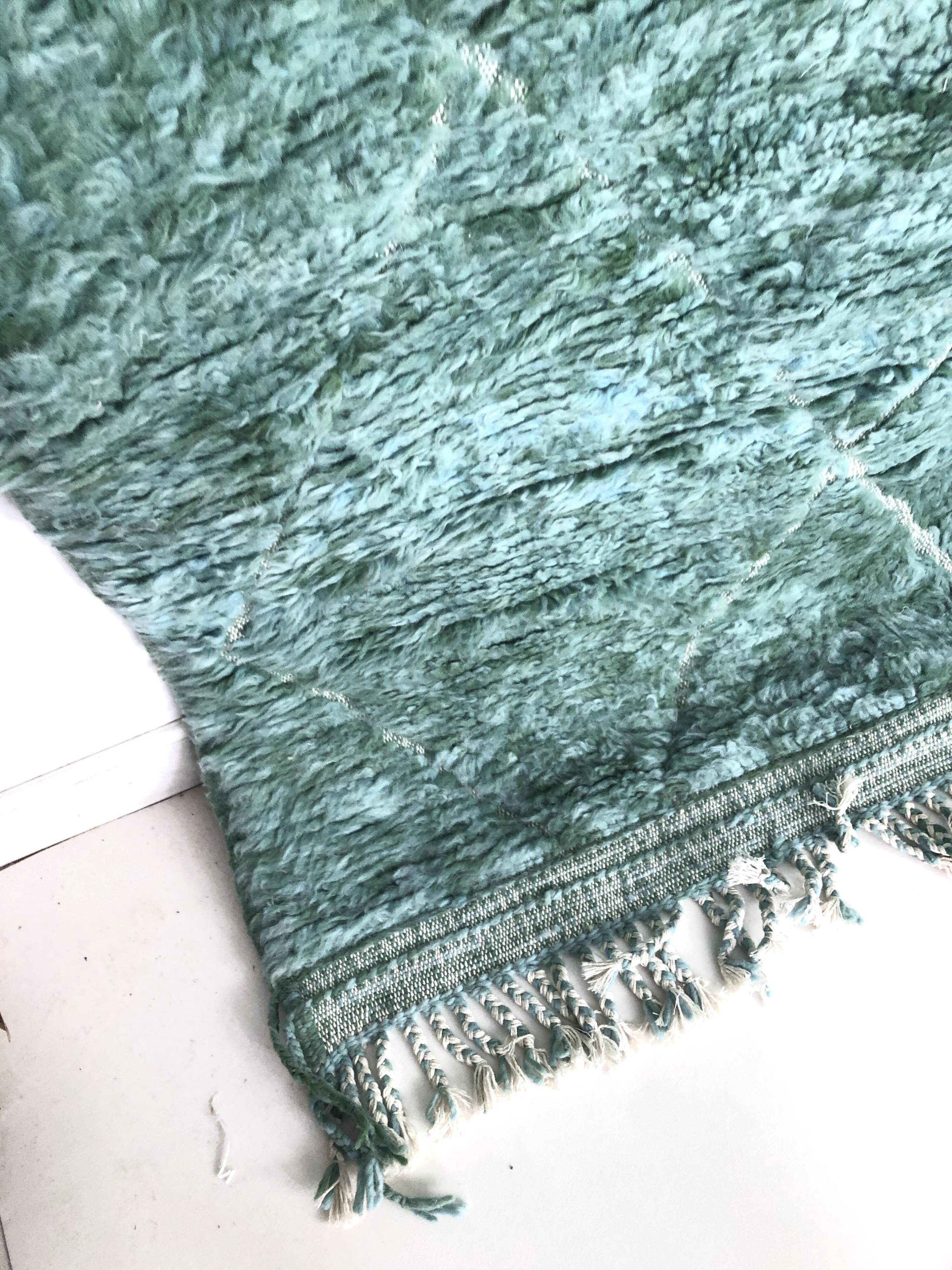 Moroccan Berber carpet Beni Ouarain emerald green 2.73x2.13m