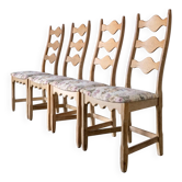 4 ladder back dining chairs by Henning Kjaernulf | Denmark | 1950s