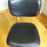 3 Scandinavian style skai faux leather and wood chairs