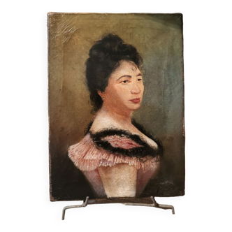 Portrait huile sur panneau