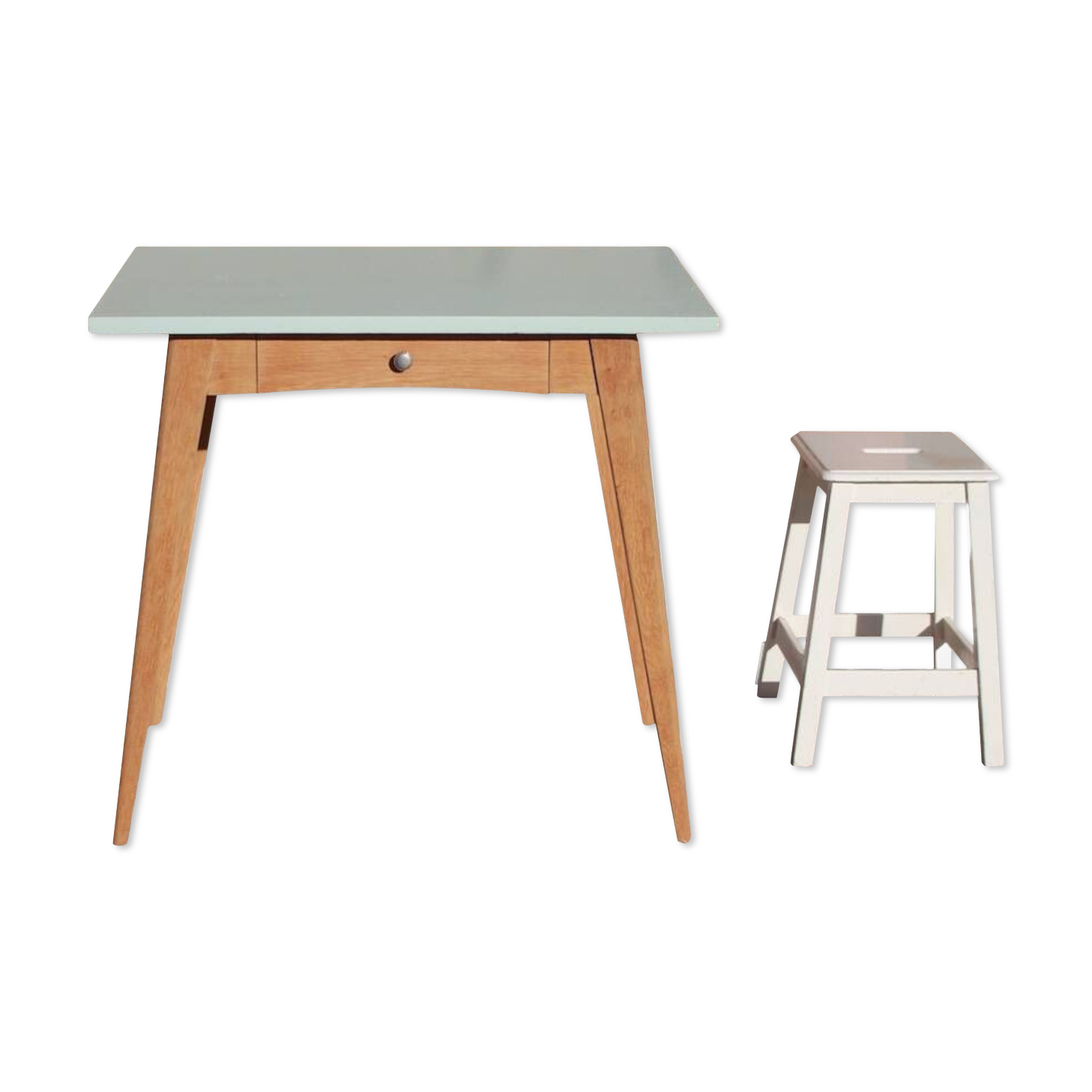 Vintage desk table with compass legs