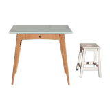 Vintage desk table with compass legs