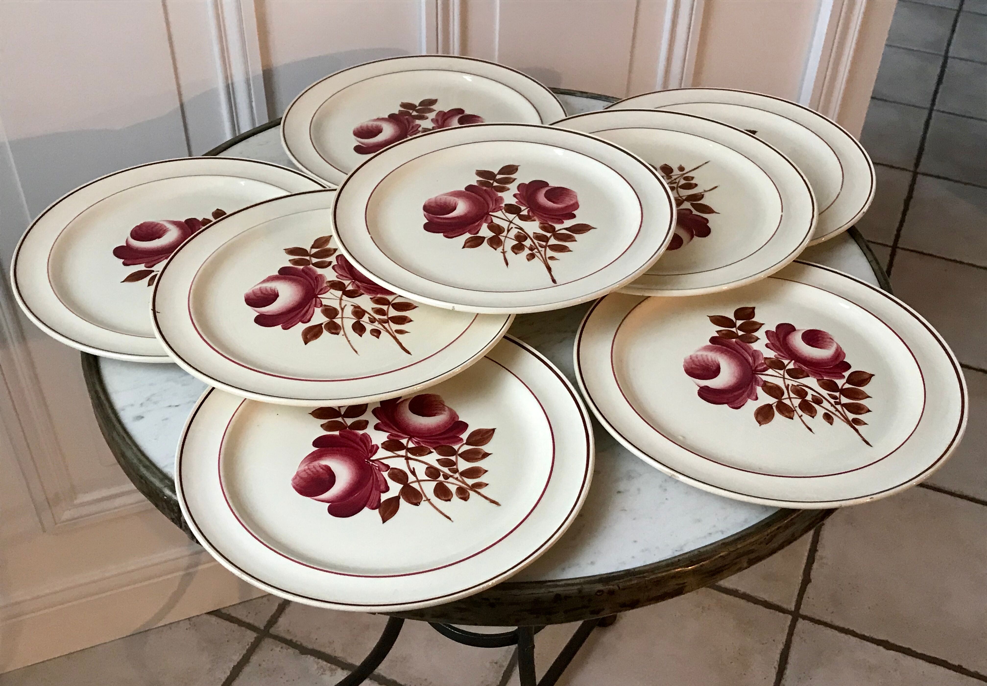set of 8 flat plates Moulin des Loups model "Roubaix" 40s