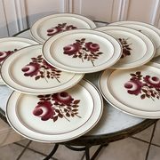 Lot de 8 assiettes plates Moulin des Loups modèle "Roubaix" années 40
