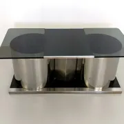 Rectangular Smoked Glass Coffee Table / Dry Bar in the style of François Mo