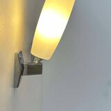 Pair of vintage adjustable wall lights, chrome and opaline, France 1970