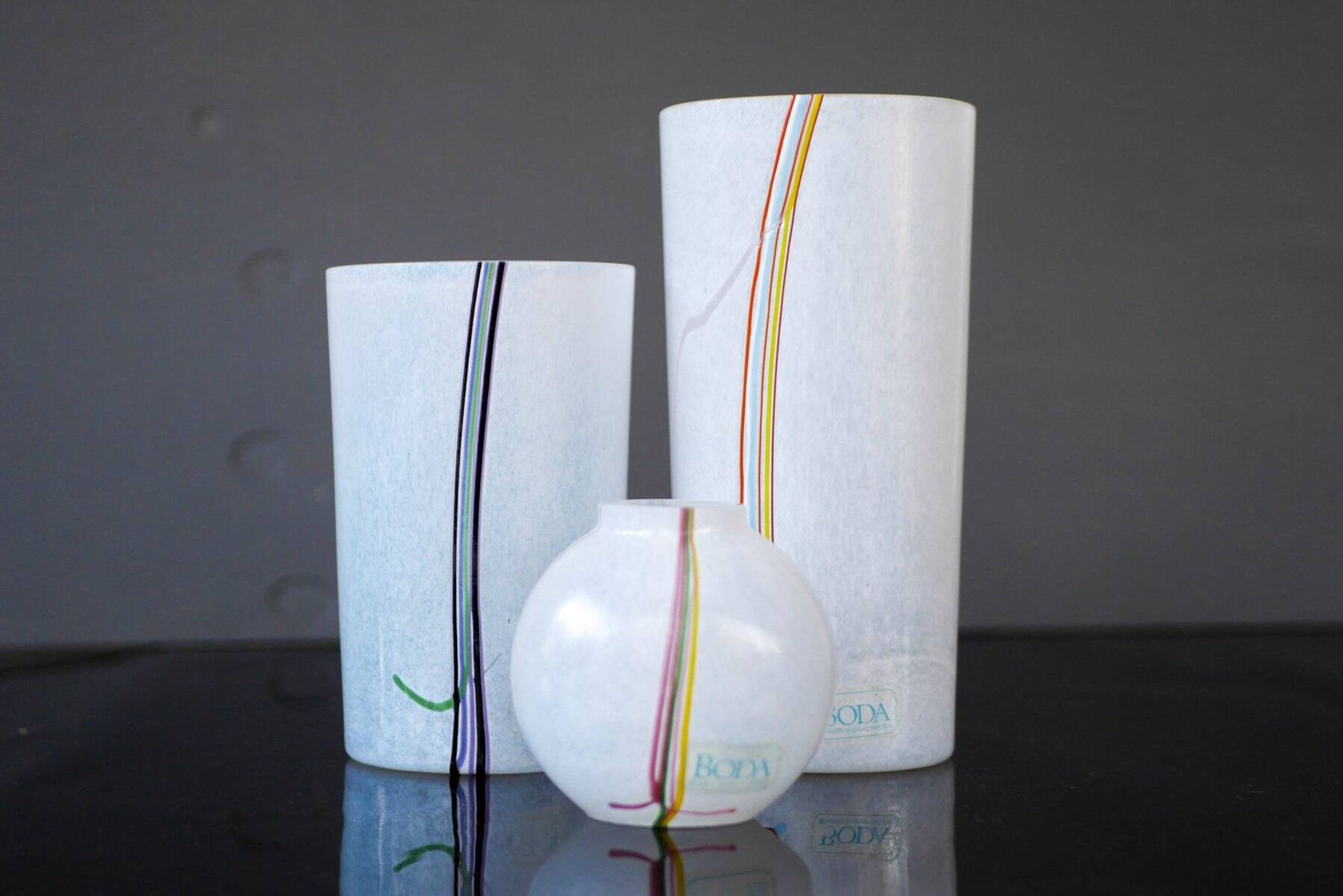 Glass vases by Vallien for Kosta Boda, set of 3