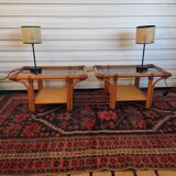 Pair of rattan bedside tables