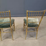 Pair of brass faux bamboo chairs, 1960s