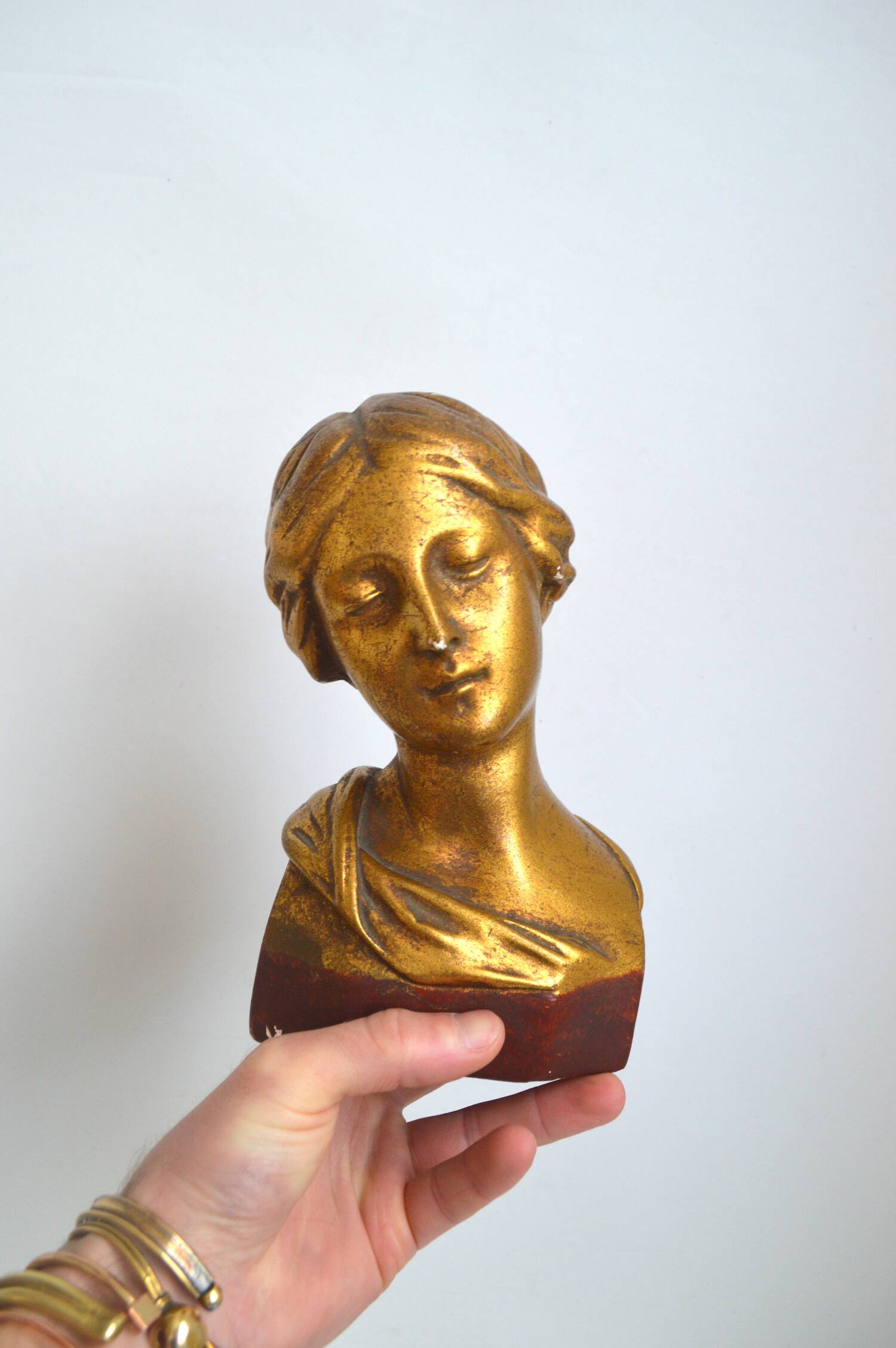Gilded plaster bust
