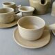 Coffee or tea service, in sandstone, signed the Argonauts, 60s