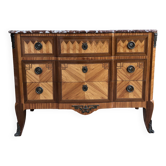 Transition Louis XV-Louis XVI chest of drawers - Marquetry, rosewood