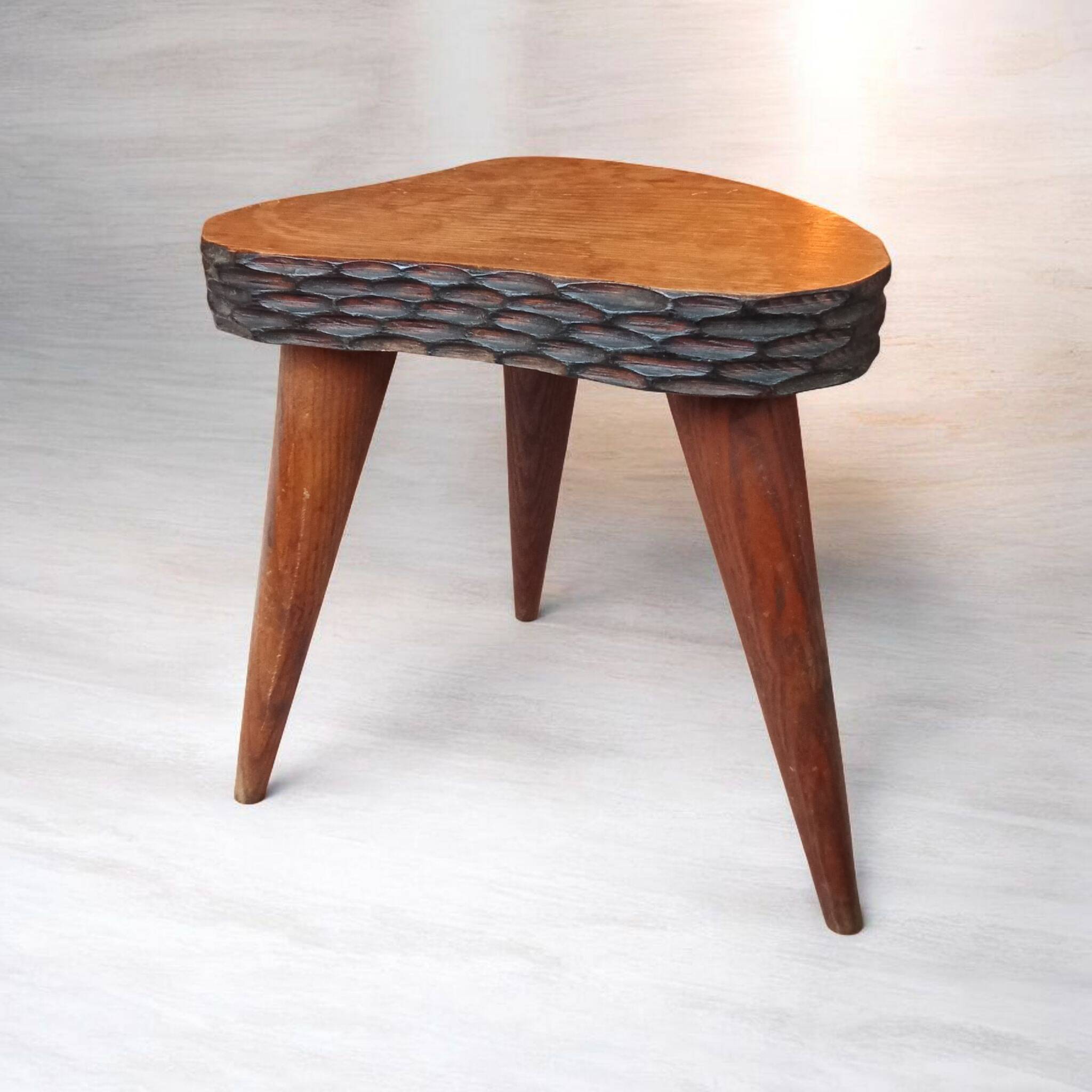 Antique Brutalist tripod stool