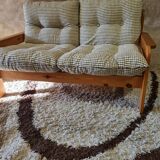 Pine sofa two places 1960 Vintage