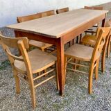 Set of 8 old light wood bistro chairs years 1957 stamps