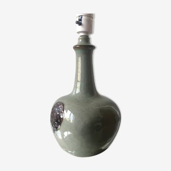 Pied de lampe en grès céladon vert olive par Knabstrup