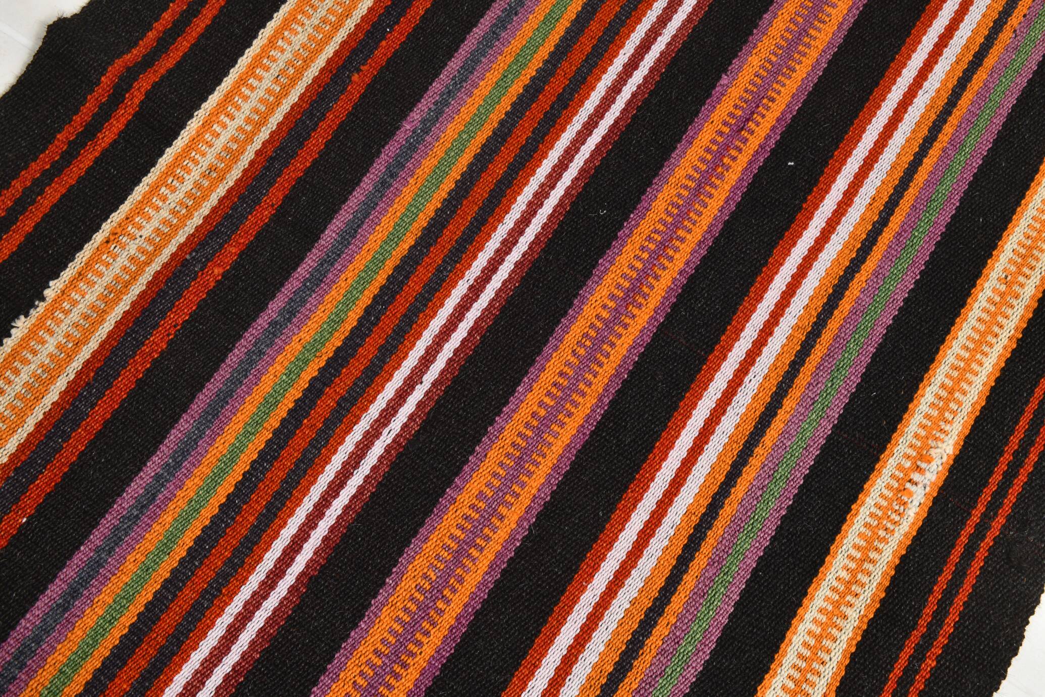 3x10 Striped Pattern Turkish Kilim Runner Rug, 100x299Cm