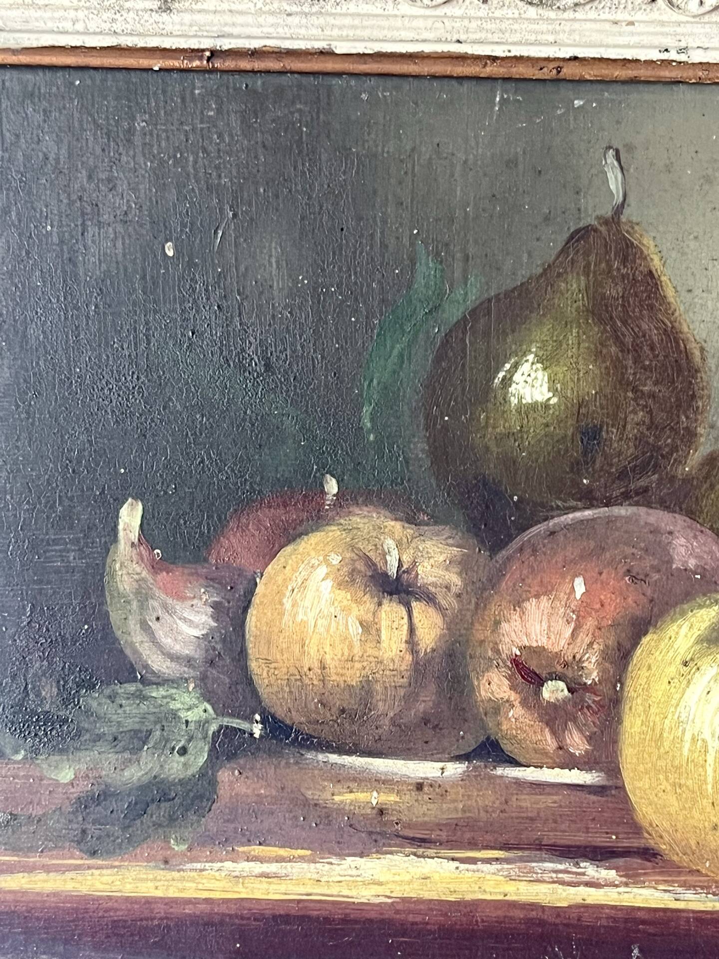Pair of still life paintings with fruit, late 19th century.