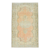 6x9 Peach Orange Antique Vintage Rug 175x293Cm SK 21471