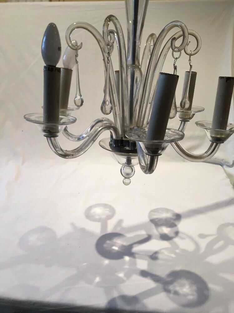Murano glass chandelier shaped old drop 6 vintage branches