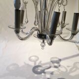 Lustre en verre de murano forme goutte ancien 6 branches vintage