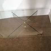 Vintage coffee table by Léon Rosen for Pace Collection all in tempered glass and brass 1970