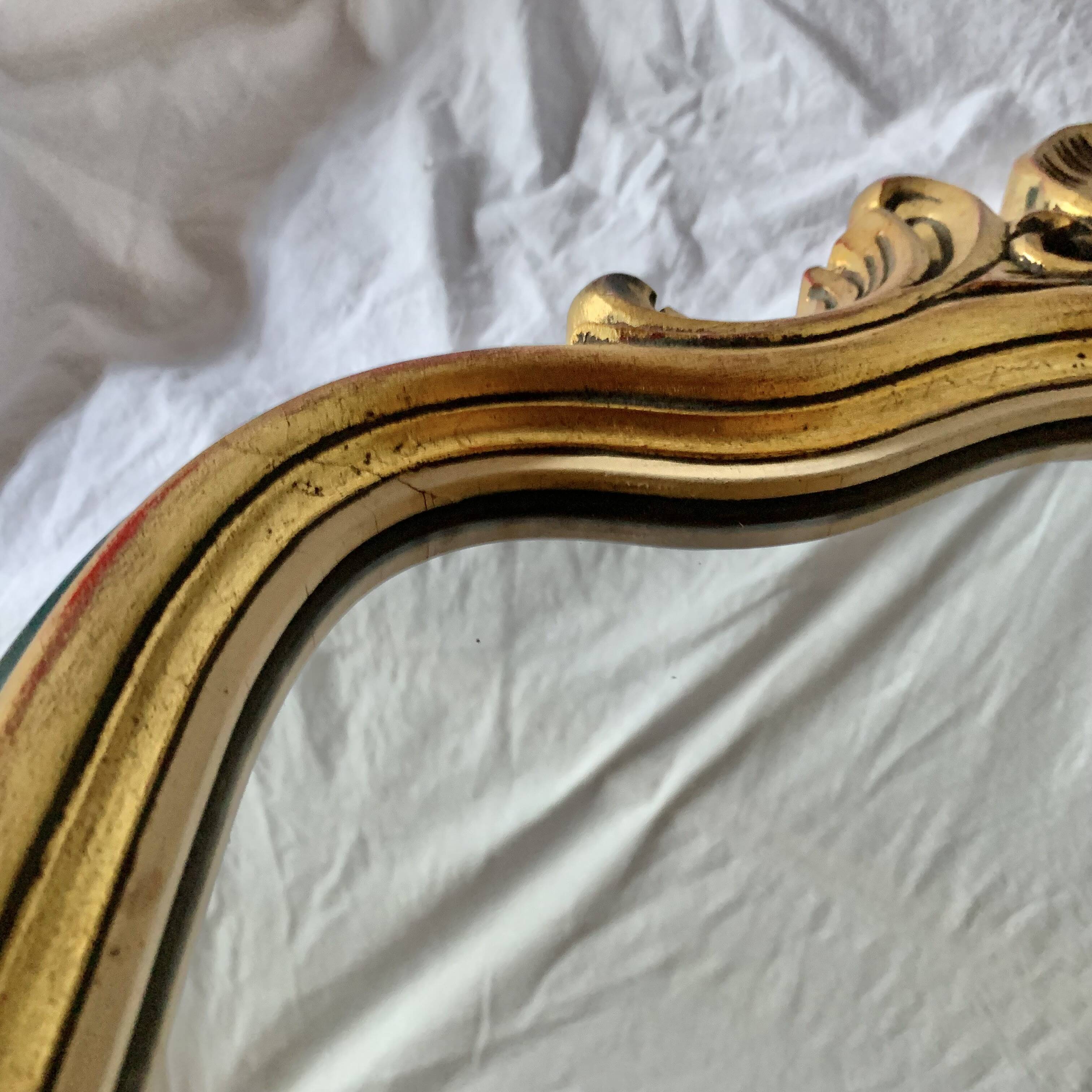 Antique carved gilded wooden mirror - 44 x 82 cm