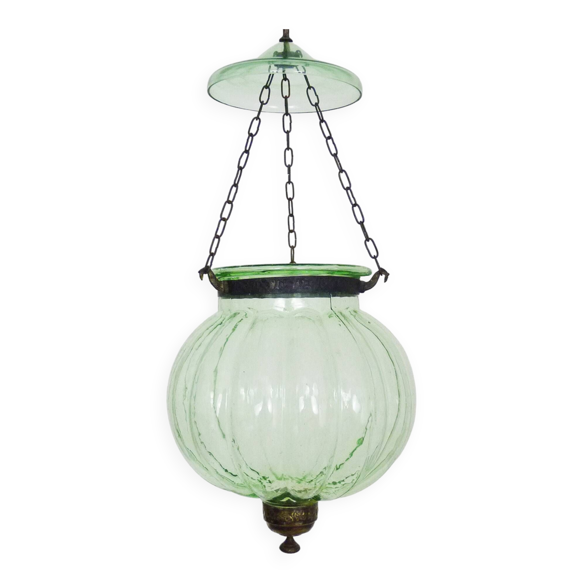 Glass bell lantern with its smoker. 19th century