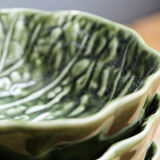 Set of 8 bowls in majolica, cabbage leaf