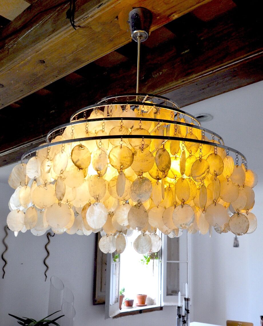 Mother-of-pearl chandelier, 4 levels, 1980, France