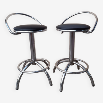 Duo of chrom swivel bar stools Effenrenza Italy