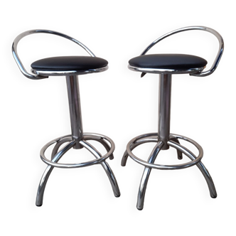 Duo of chrom swivel bar stools Effenrenza Italy