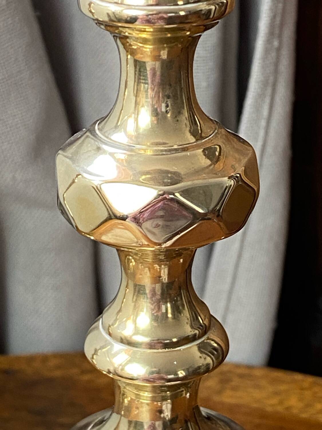 Pair of solid brass candlesticks, Georgian style