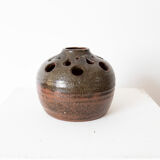Vase pique-fleurs en grès de Fontgombault, années 70