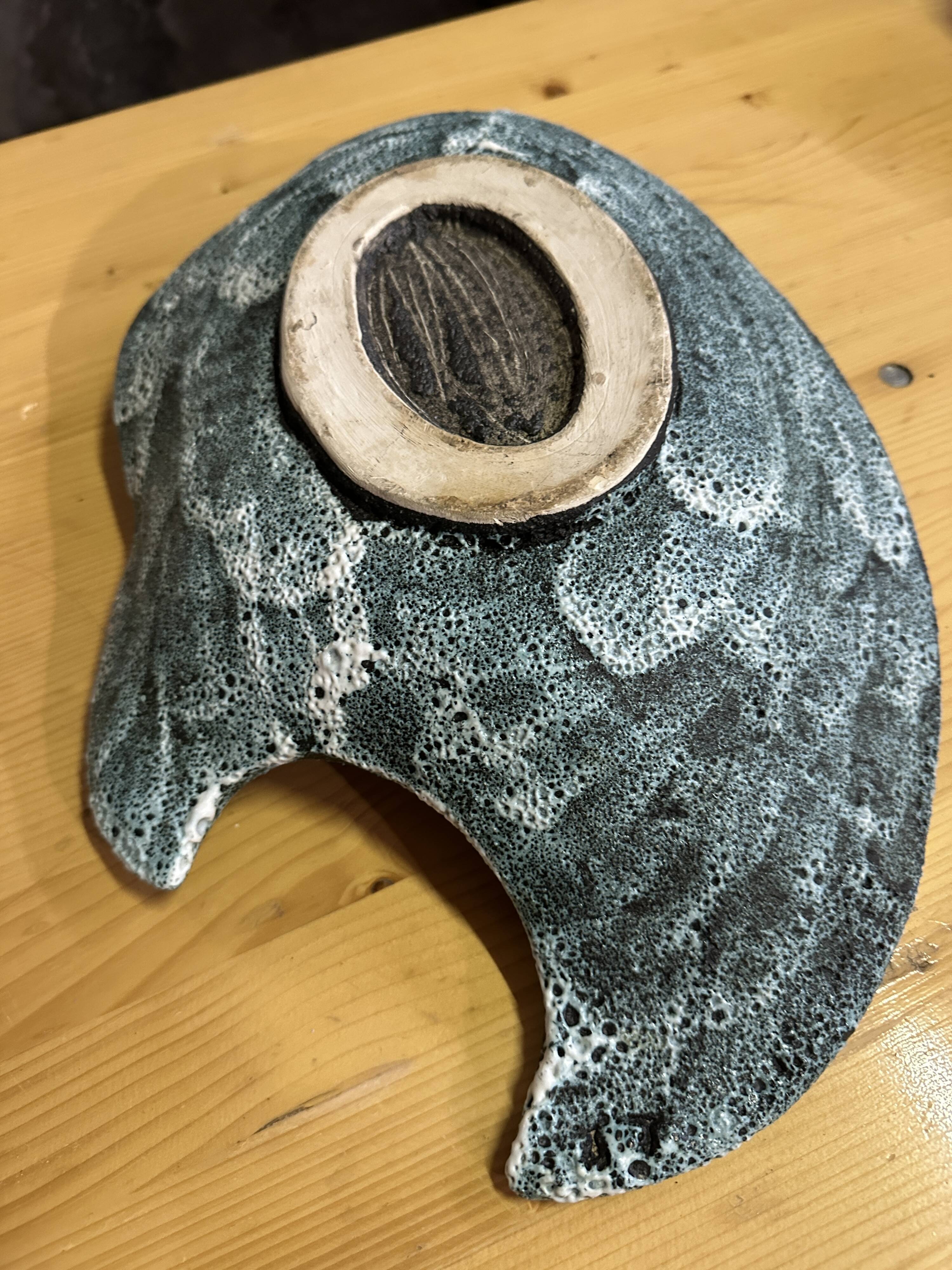 Vintage ceramic coupe plate "fat lava" from the Vallauris workshop, 1960s-70s.