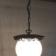 Metal lantern suspension and opaline globe by Delmas - mid 20th century.