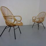 Set of Dutch Mid-Century Bamboo Chairs by Rohé Noordwolde, 1950s