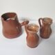 Set of 3 ceramic pitchers / milk jugs Signed Daniel Auger (Puisaye)