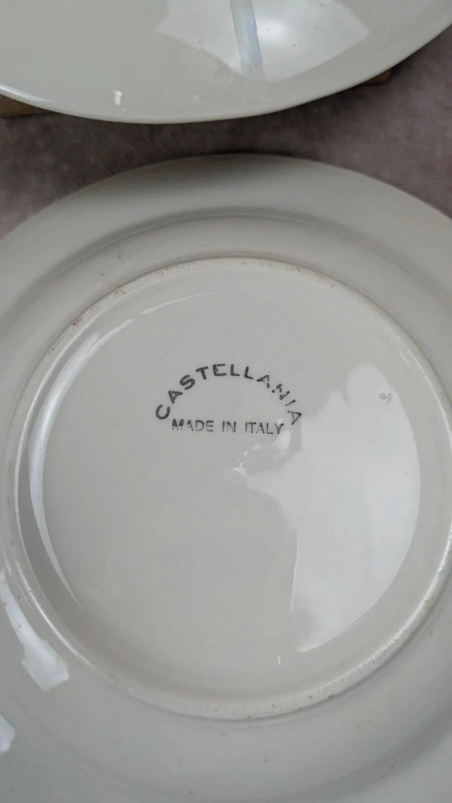 Set of 6 vintage blue Castellania deep plates.