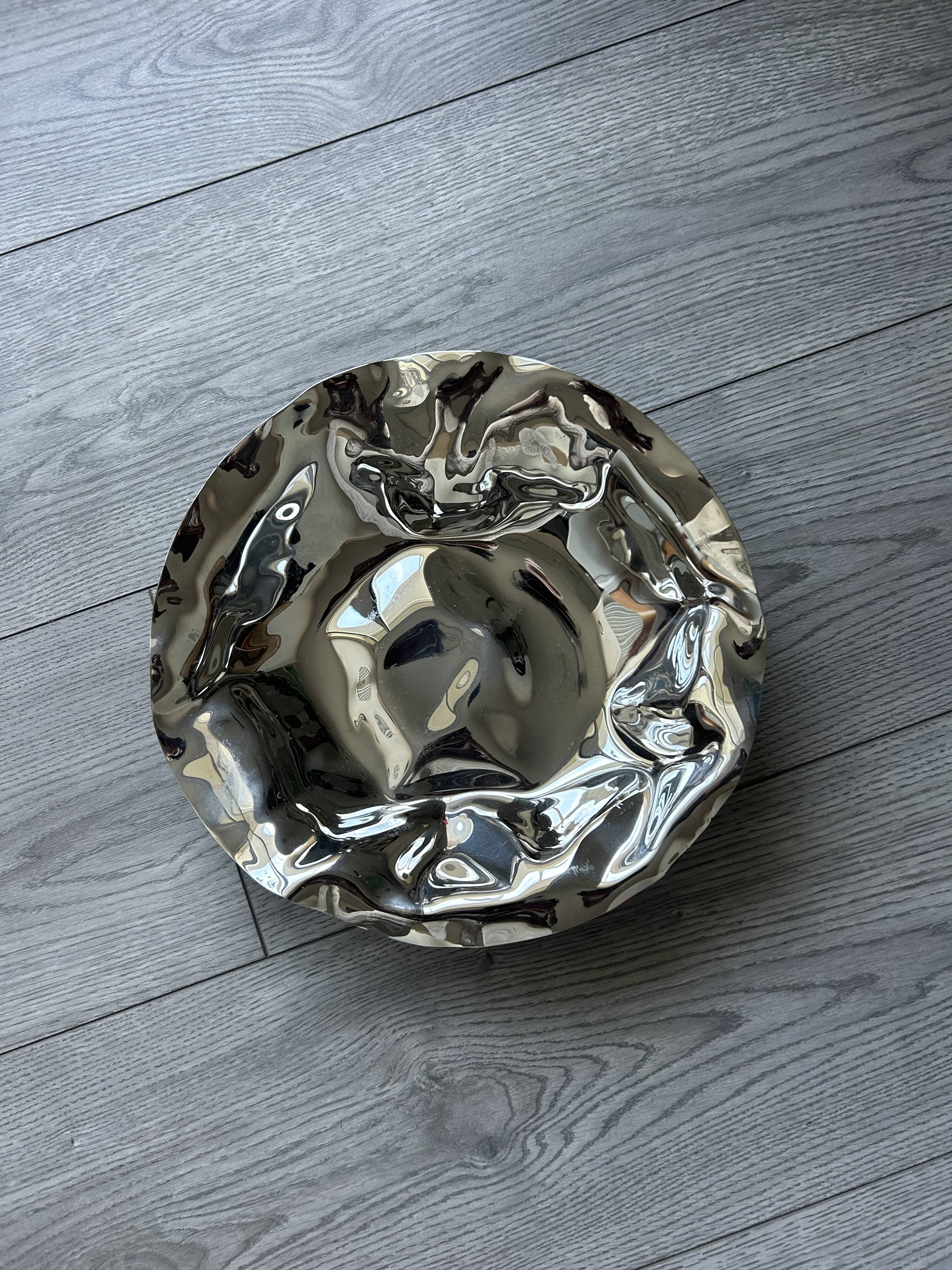 Stainless steel fruit basket / salad bowl - Alessi (Sarrià basket)