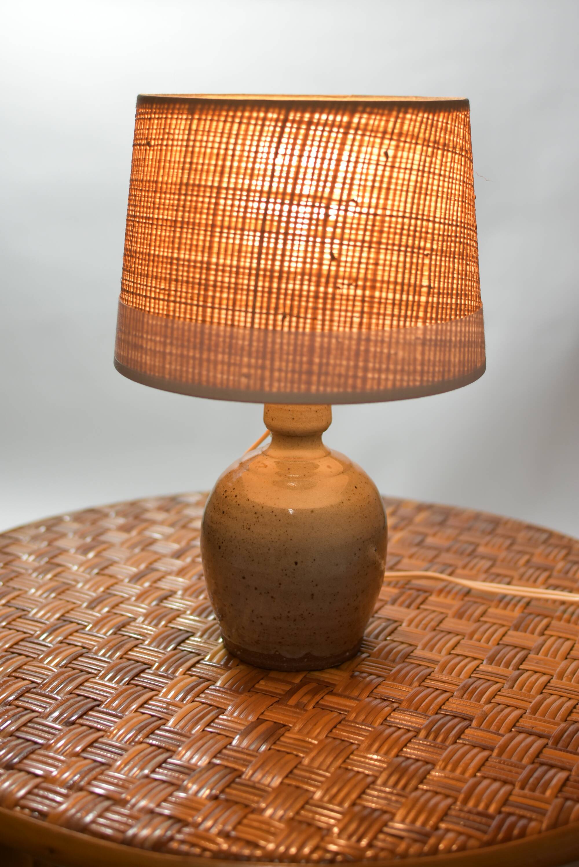 Gray pyrite stoneware lamp