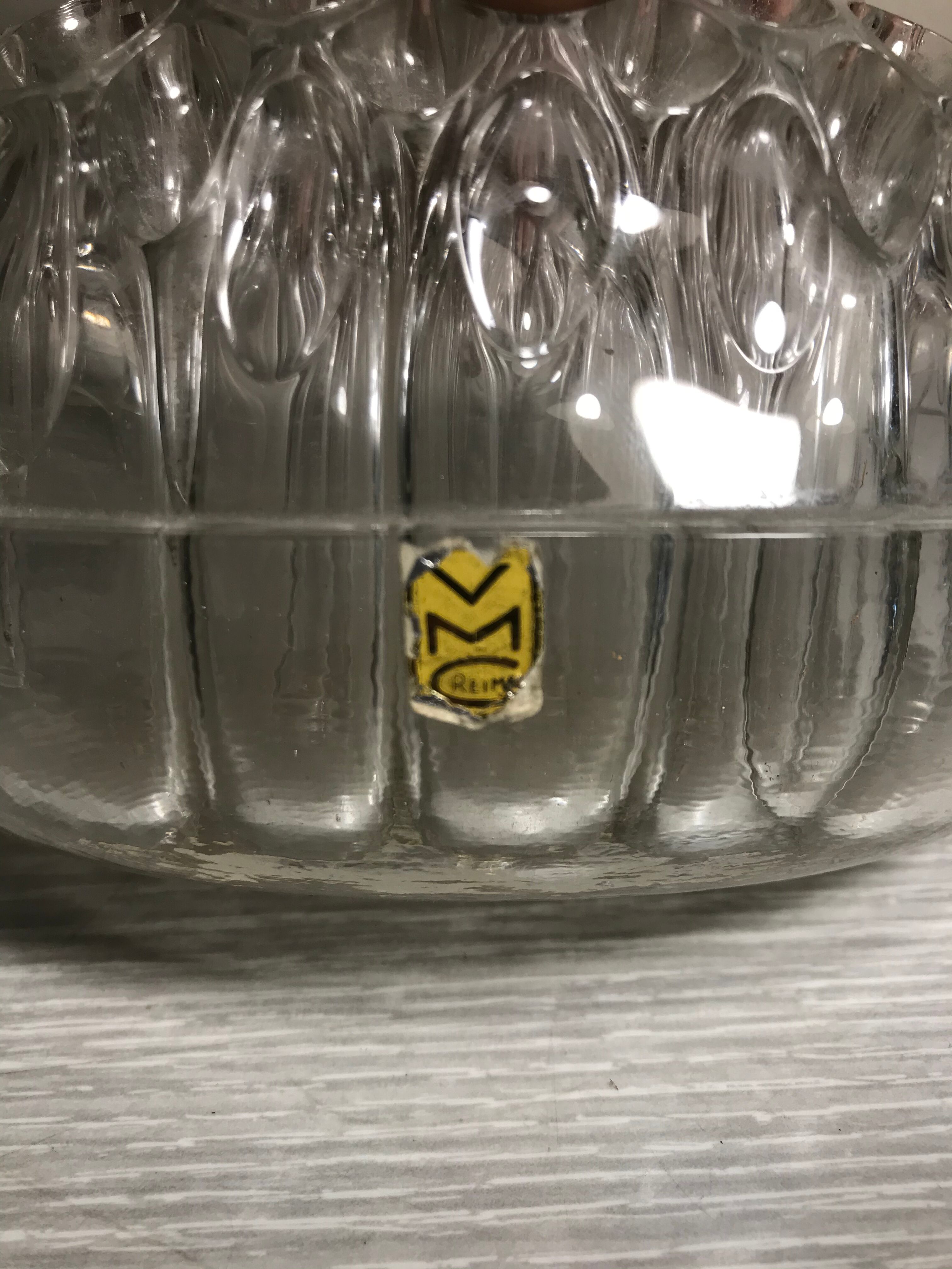 Pair Old Vase Pique Flowers VMC Glass Molded 70s Made In France Vintage