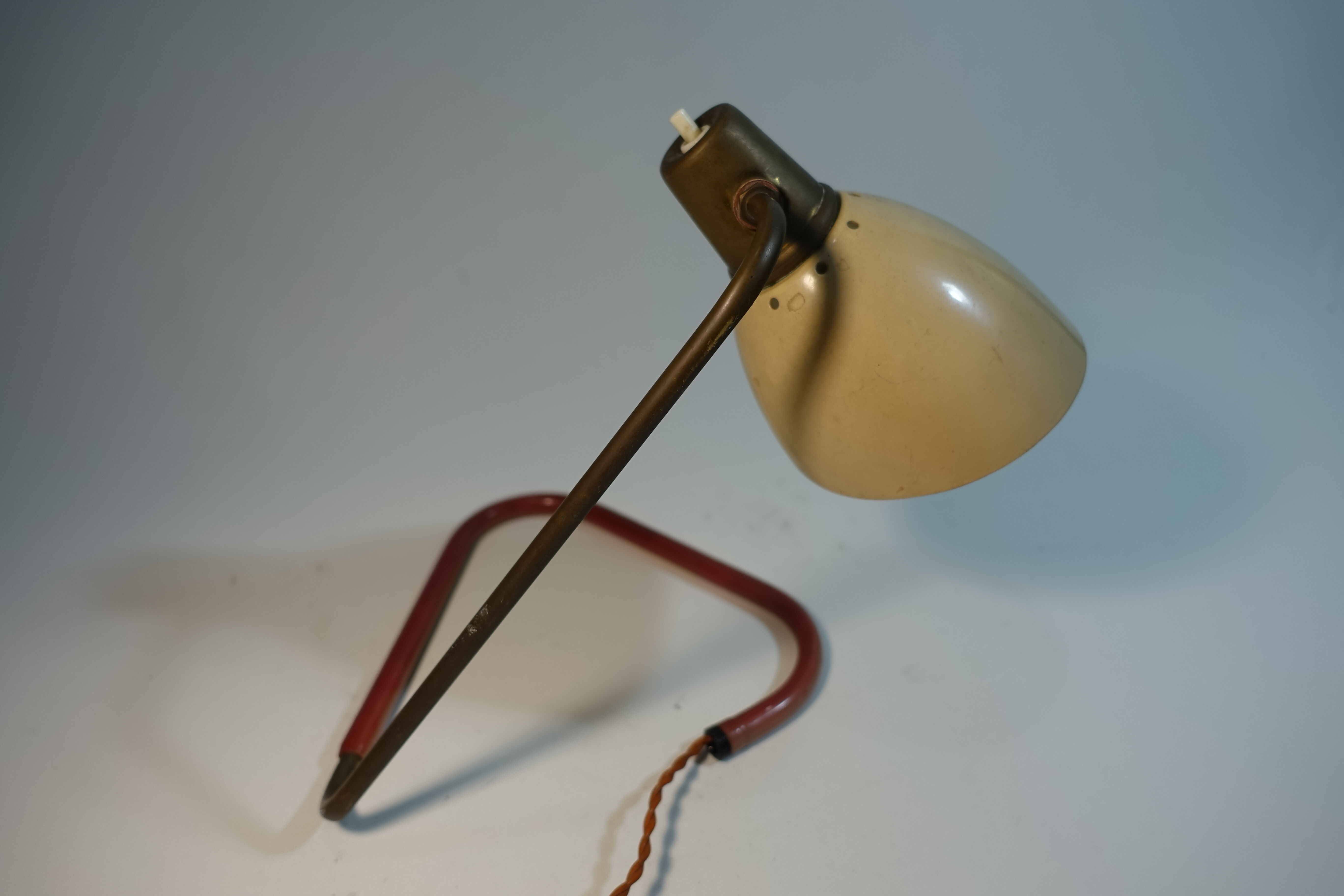 Golden brass casserole lamp 1950s