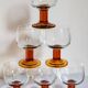 Six amber stemmed glasses from the 70s