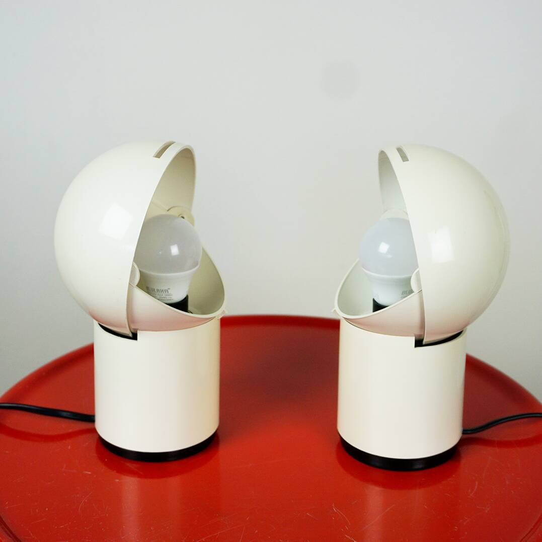 White Italian "Space Age Asteroidi" Table Lamps by Siberin Caronno