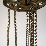 Antique pendant of pink opaline glass with brass edge by Funen's Glassworks, 1860s