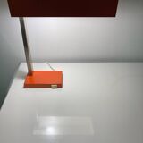 Large vintage orange desk lamp from the 70s in metal