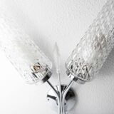 Double wall lamp 1960 chrome and glass and transparent tip