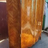 Armoire 2 portes en marqueterie motif fleurs début 20ème siècle