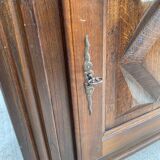 Art Deco chest of drawers in solid wood, dark satin oak finish, 1 door